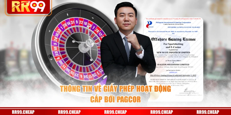 Thông tin về giấy phép hoạt động cấp bởi PAGCOR